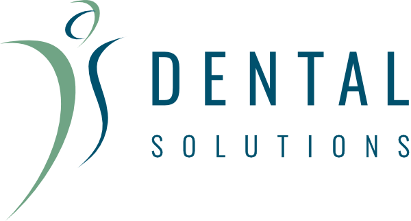 Dental Solutions logo, abstract tooth design, modern dental care branding.